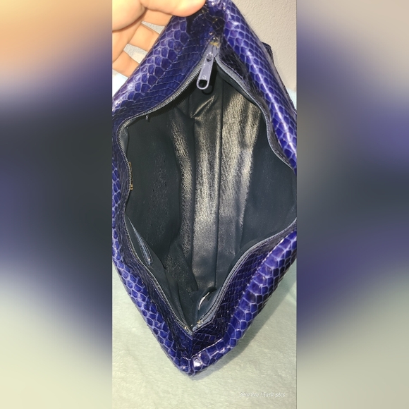 Vintage Blue "Snakeskin" Clutch By Clemente - Picture 11 of 13